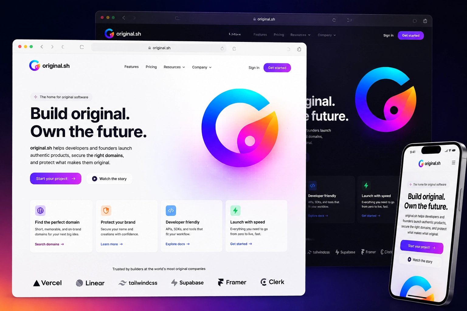 original.sh website concept preview