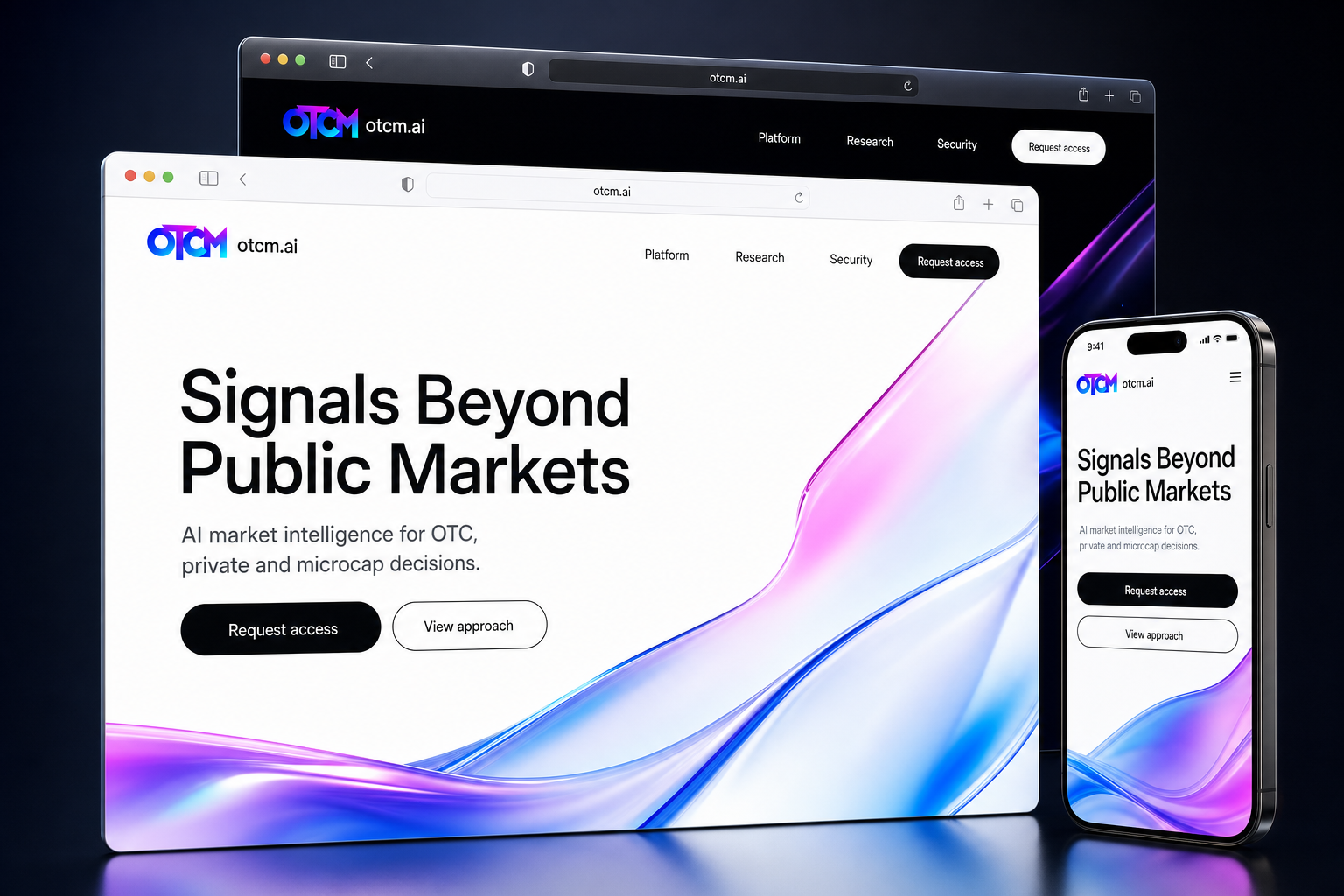 otcm.ai website concept preview enlarged