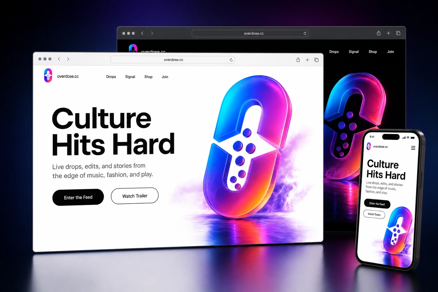 overdose.cc website concept preview