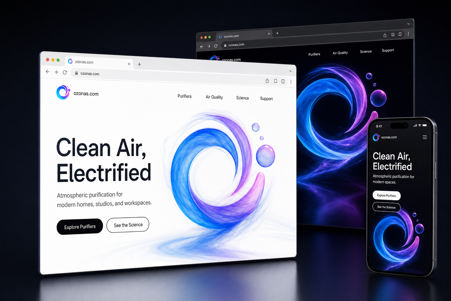 ozonas.com website concept preview