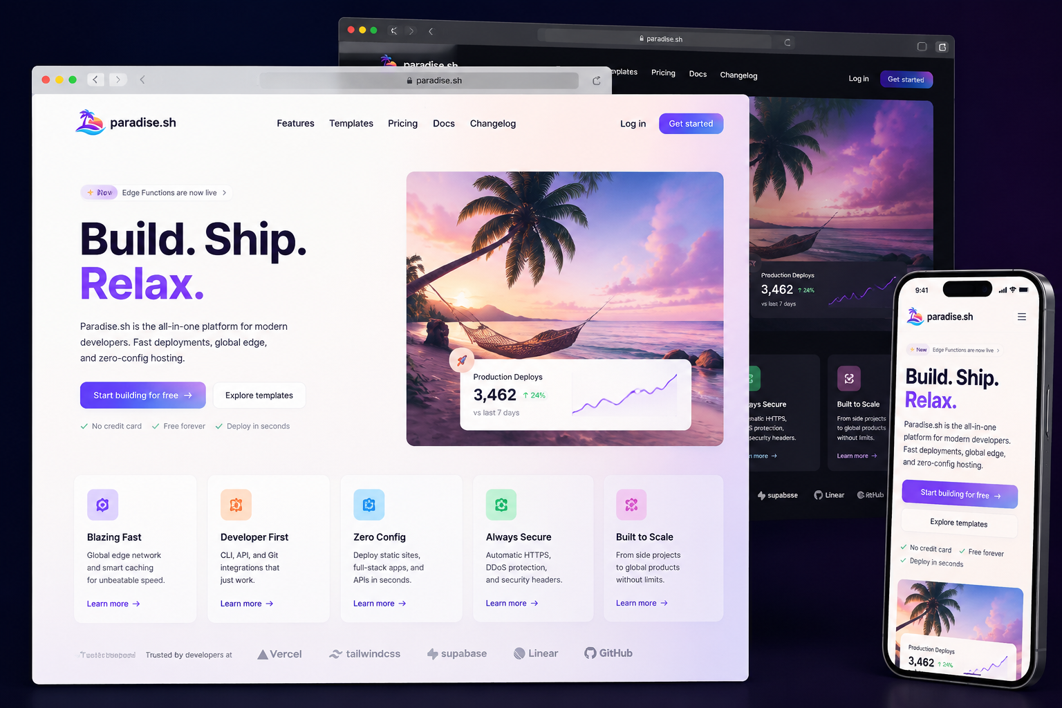 paradise.sh website concept preview