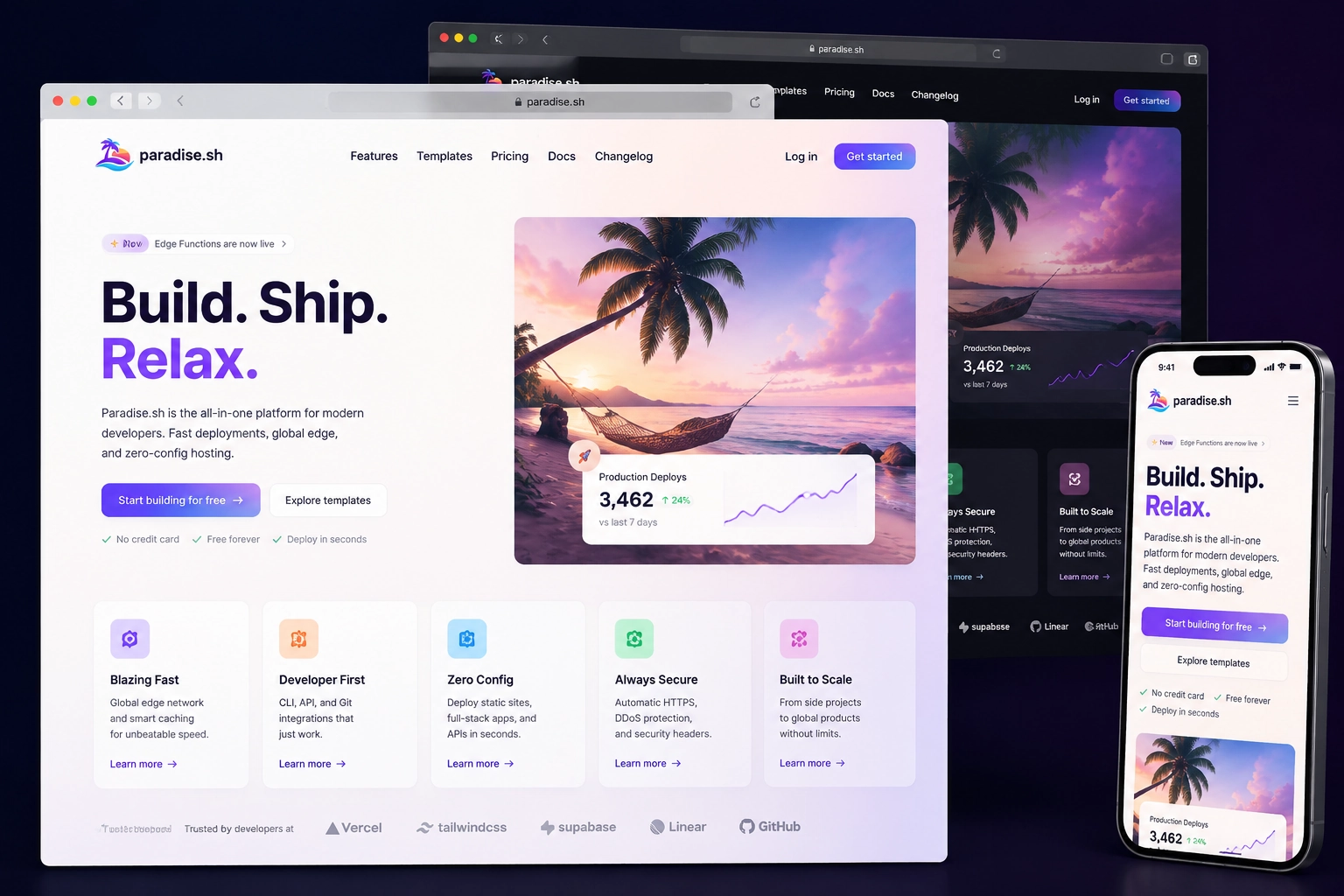paradise.sh website concept preview