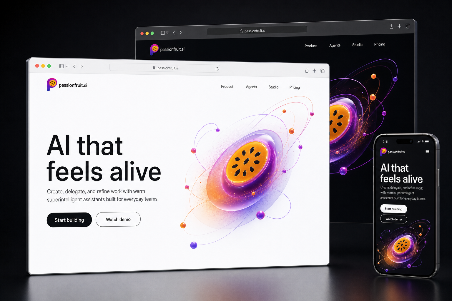 passionfruit.si website concept preview enlarged