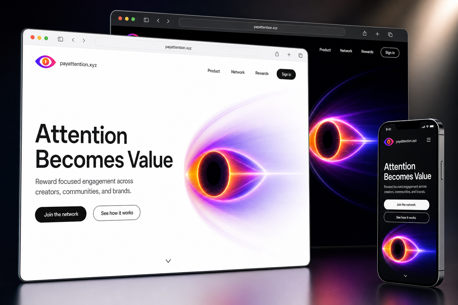 payattention.xyz website concept preview enlarged
