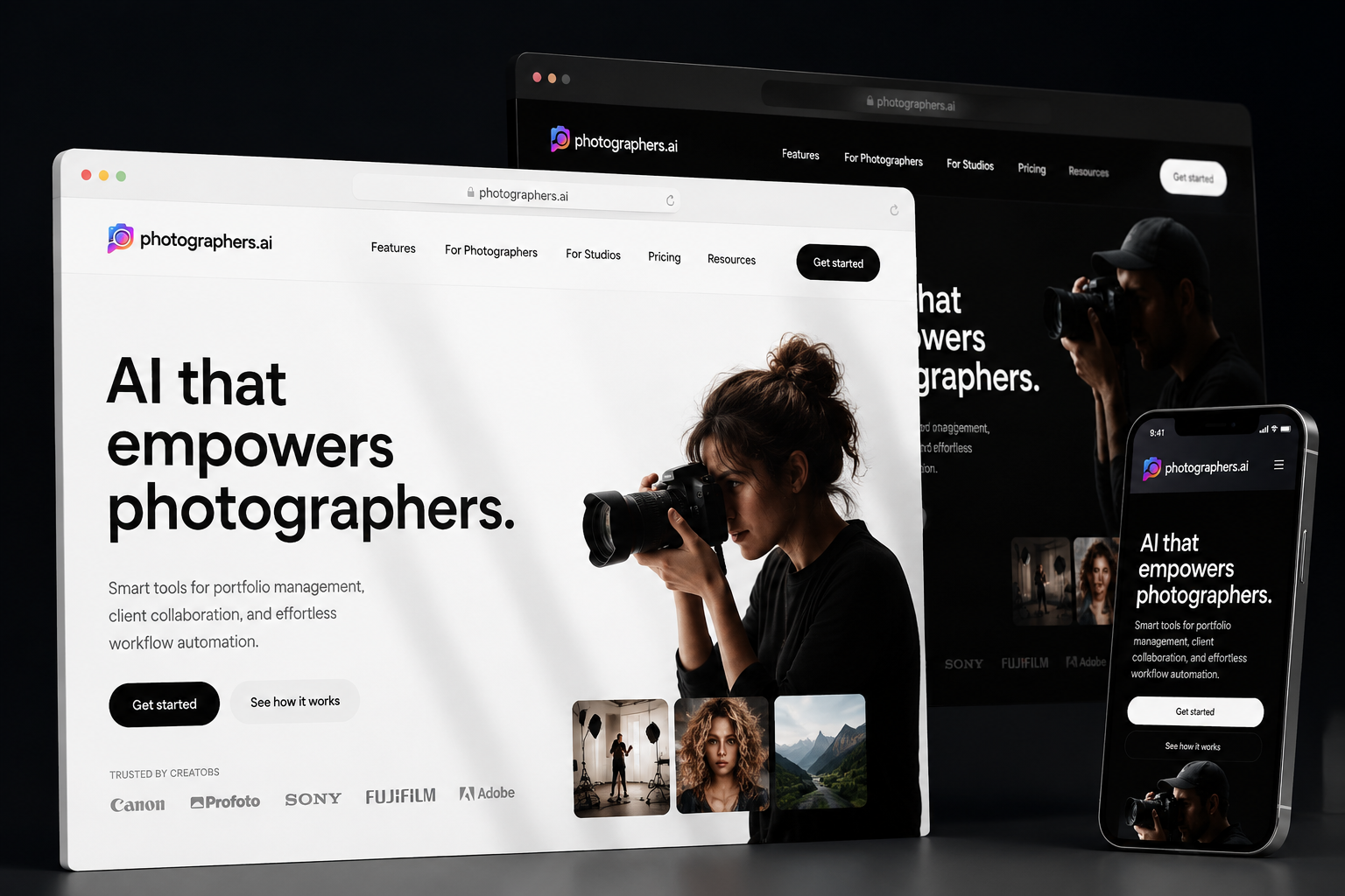 photographers.ai website concept preview