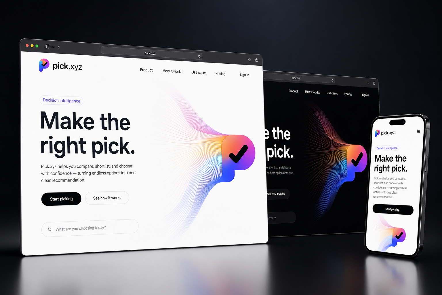 pick.xyz website concept preview