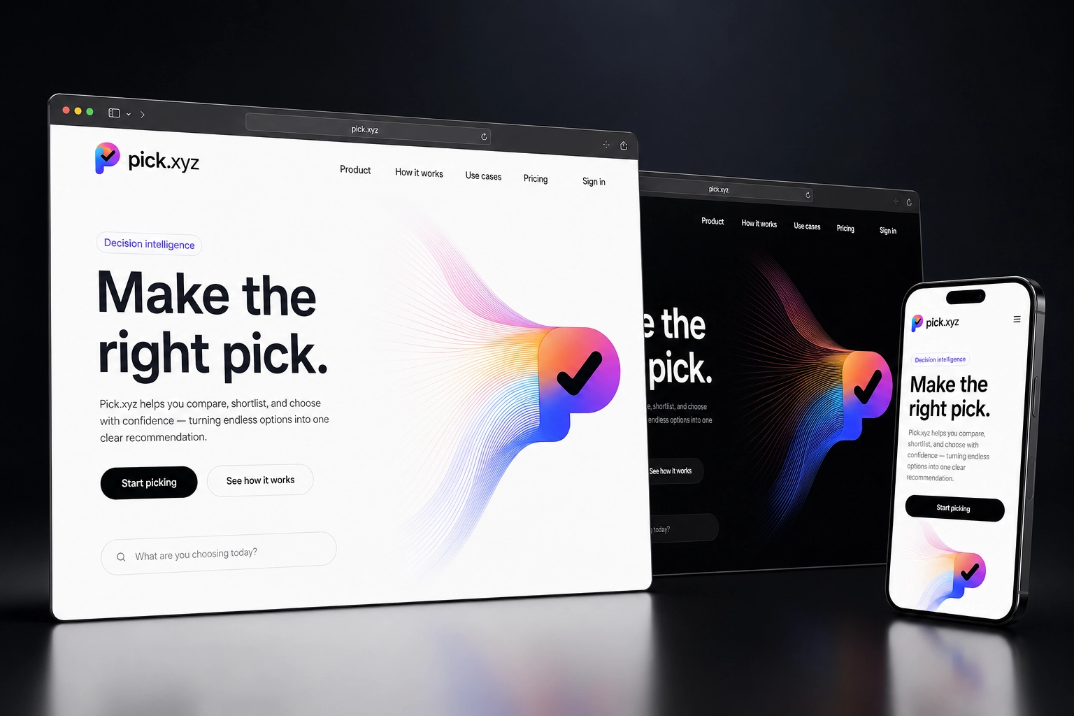 pick.xyz website concept preview