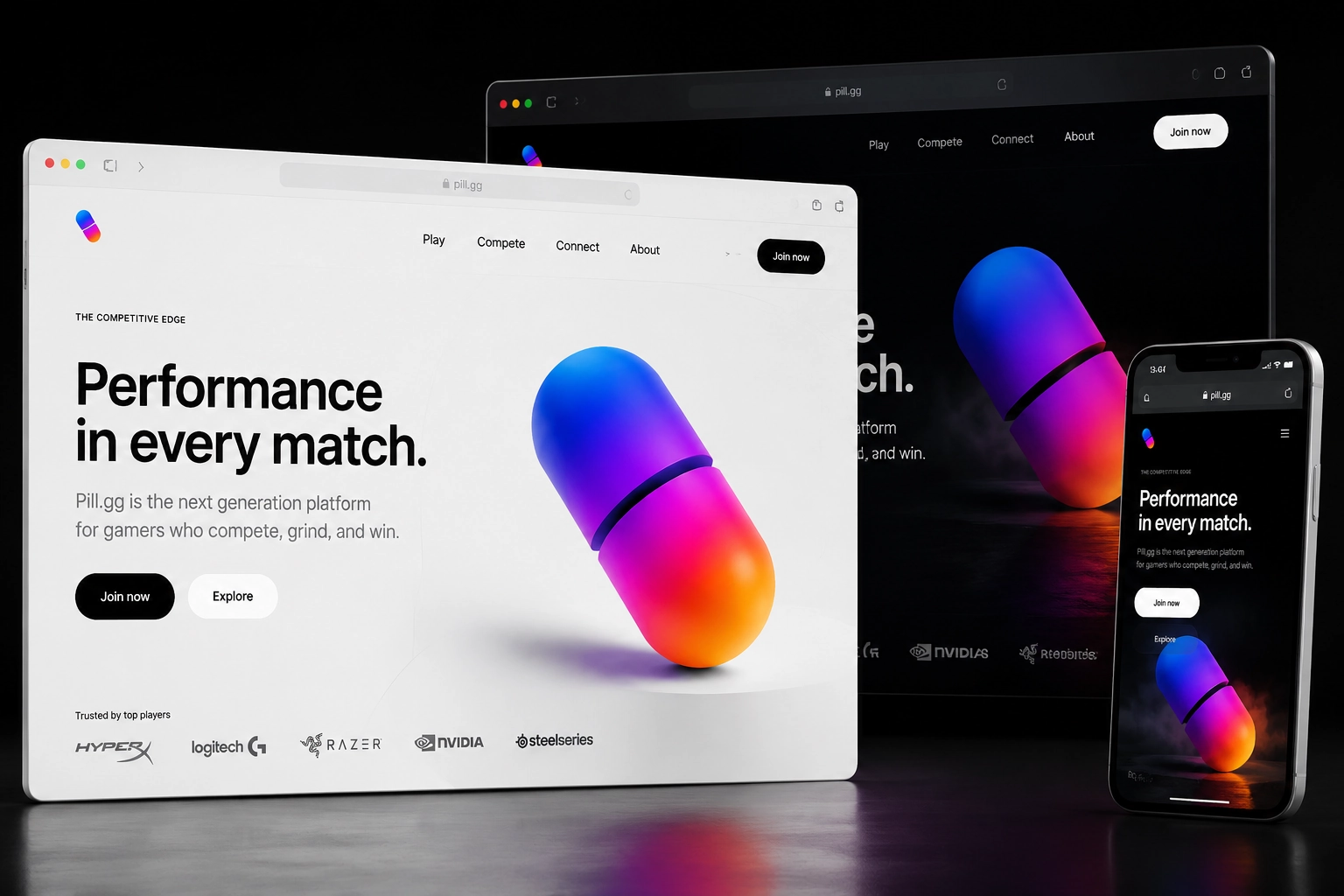 pill.gg website concept preview