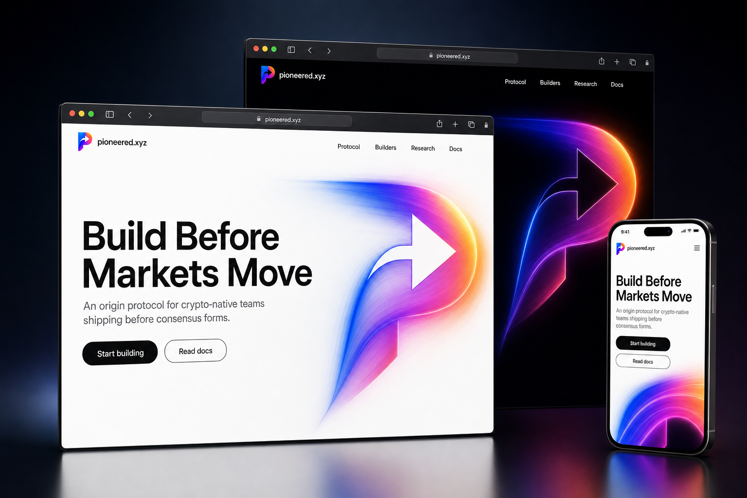 pioneered.xyz website concept preview enlarged
