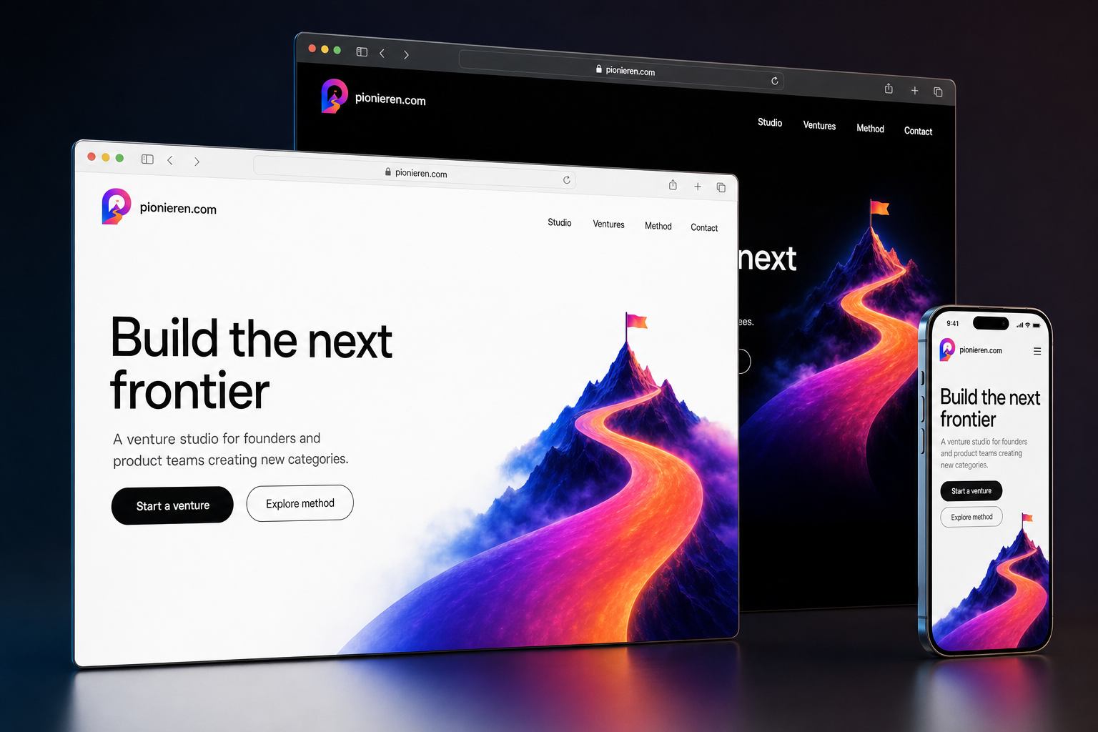 pionieren.com website concept preview
