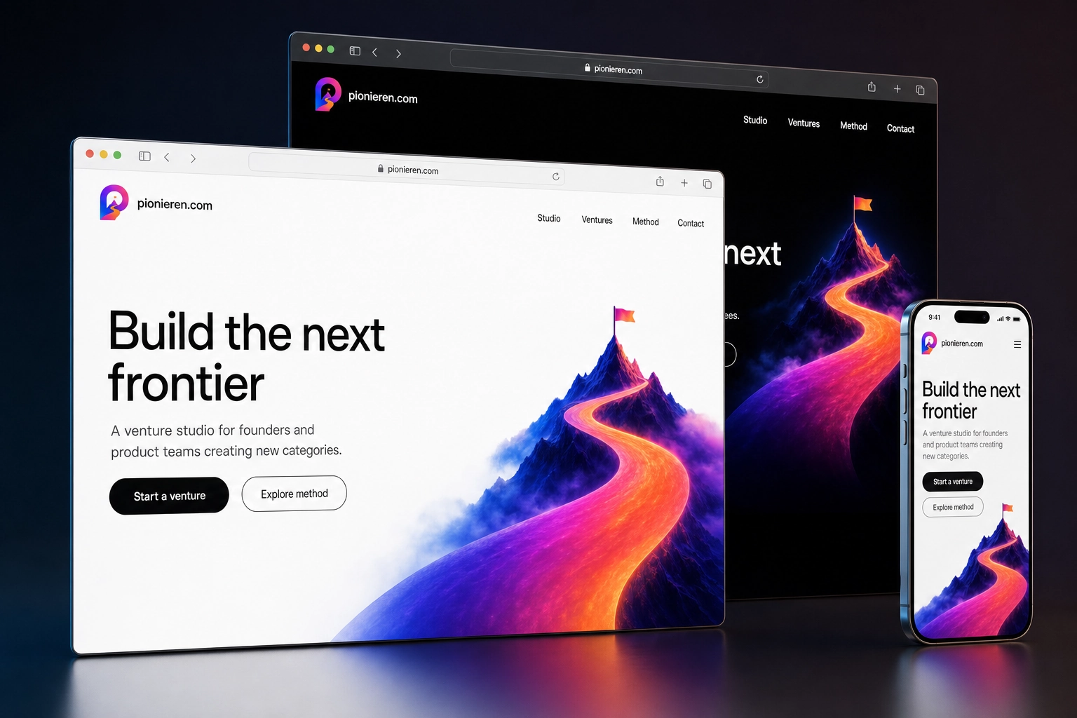 pionieren.com website concept preview