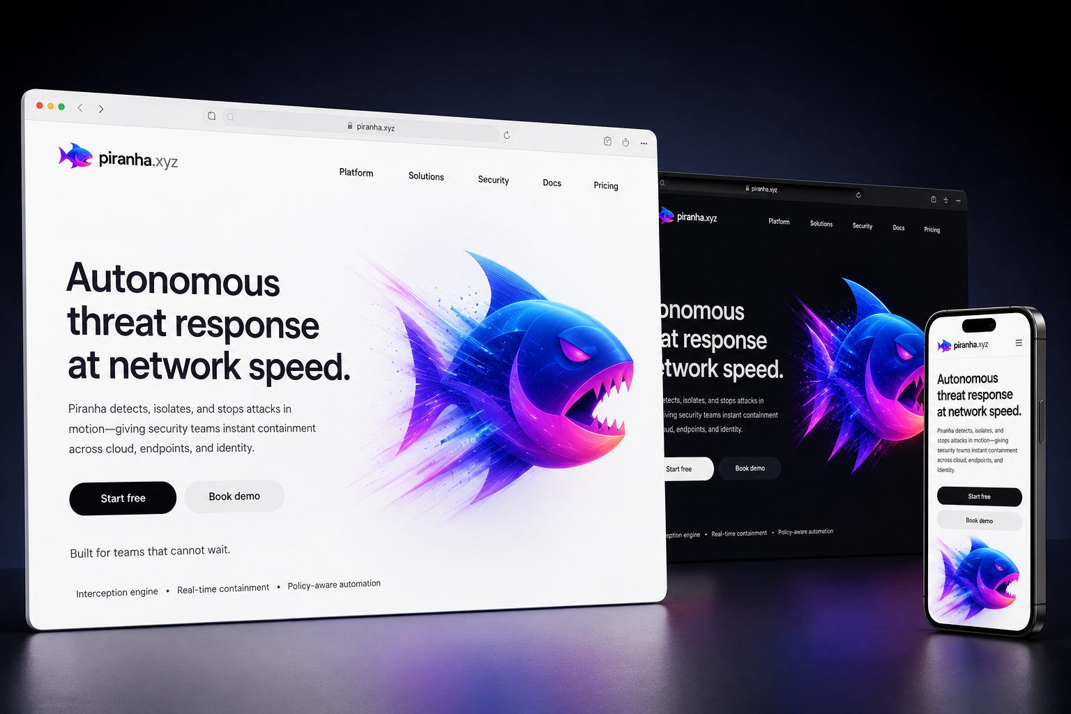 piranha.xyz website concept preview