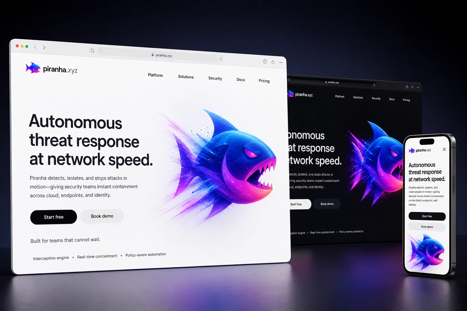 piranha.xyz website concept preview