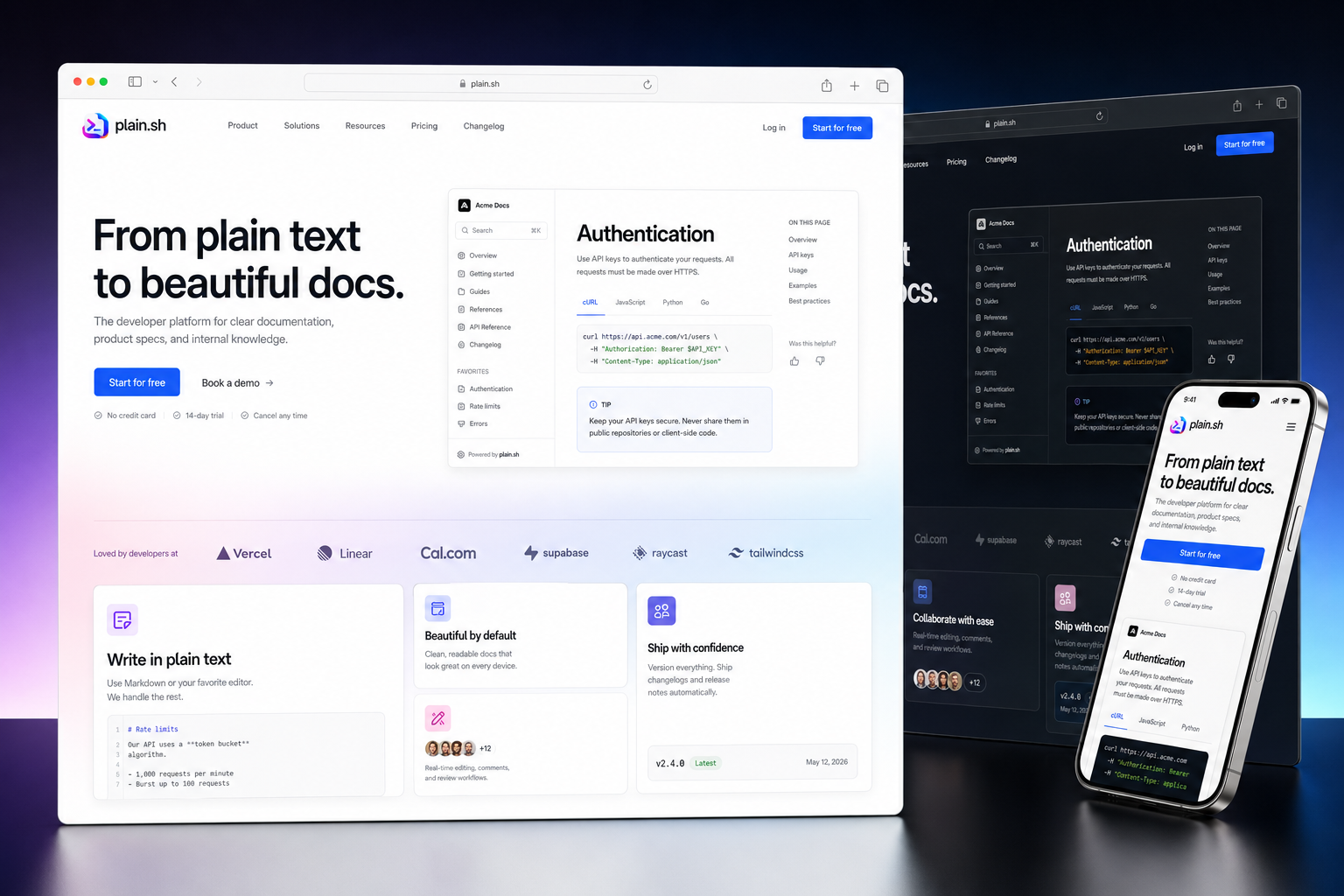 plain.sh website concept preview