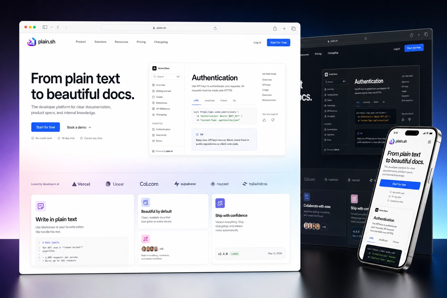 plain.sh website concept preview