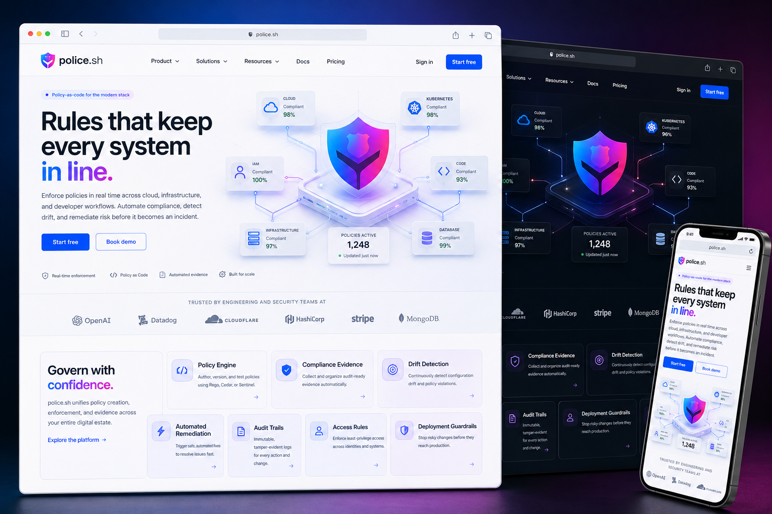police.sh website concept preview