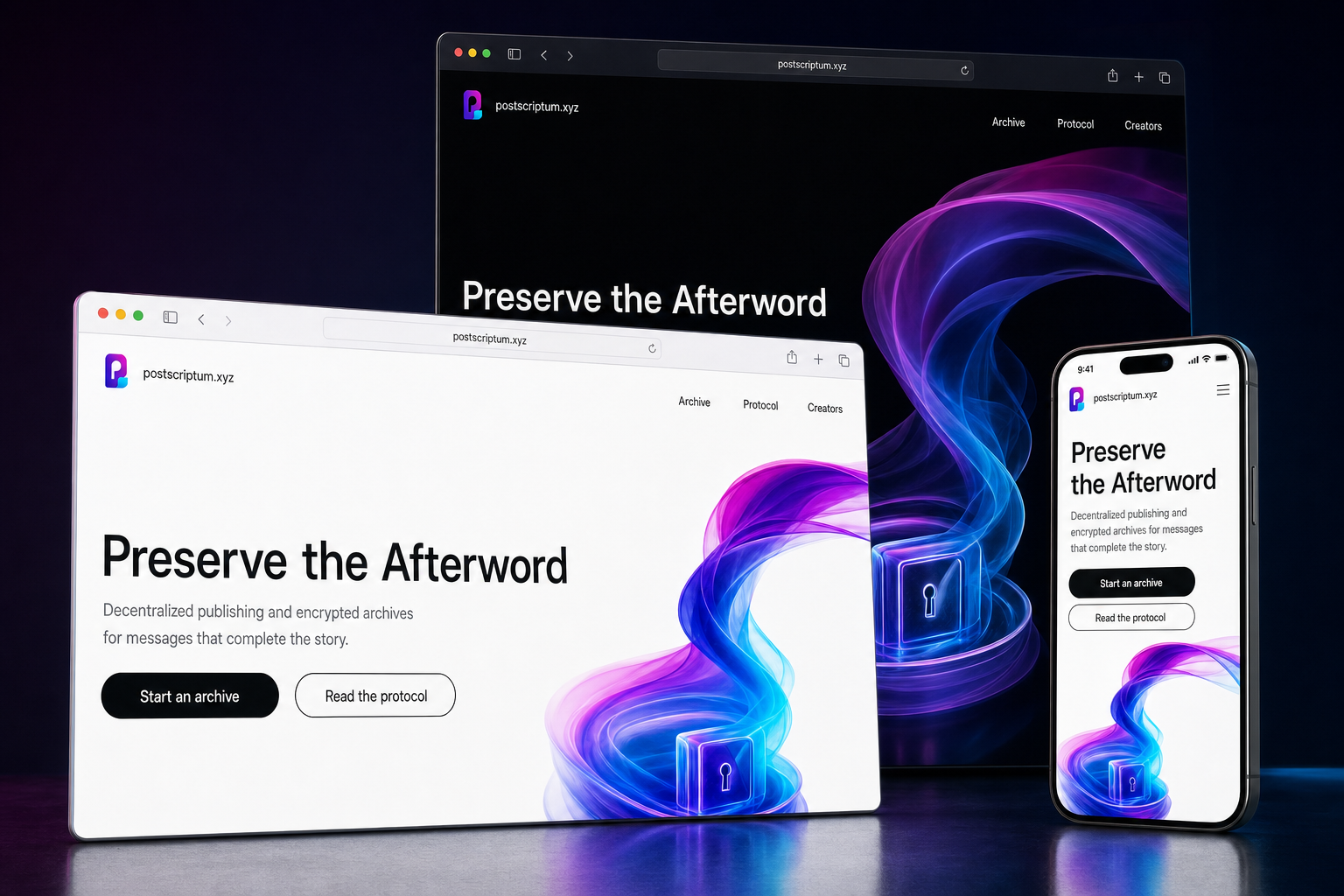 postscriptum.xyz website concept preview enlarged