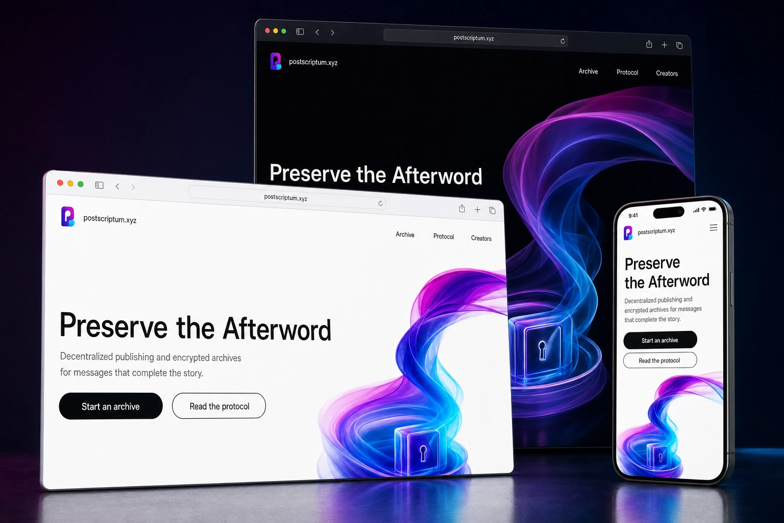 postscriptum.xyz website concept preview