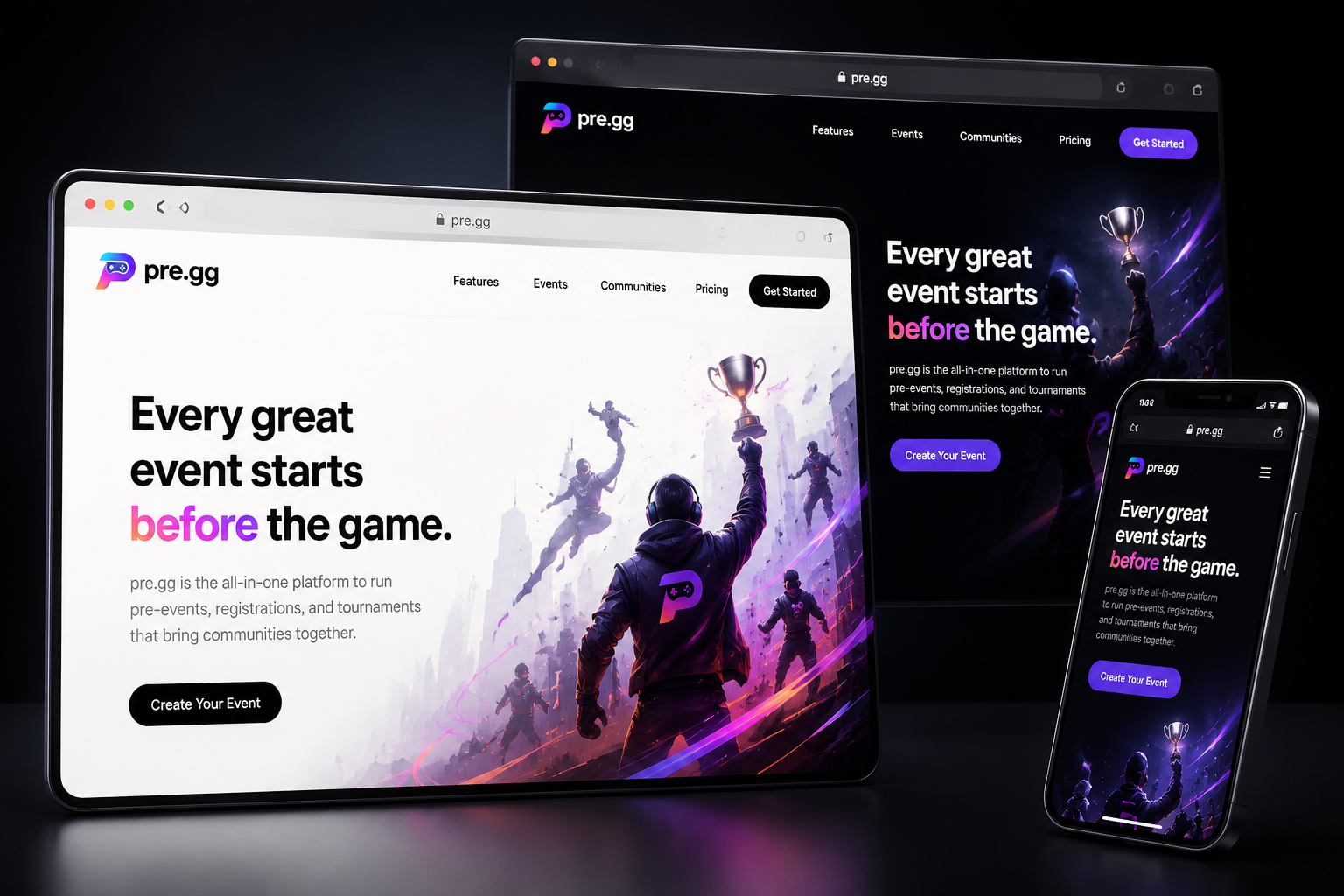 pre.gg website concept preview