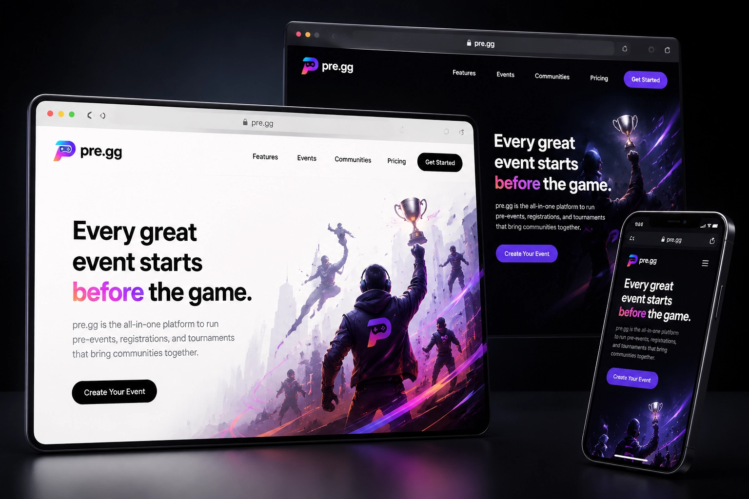 pre.gg website concept preview