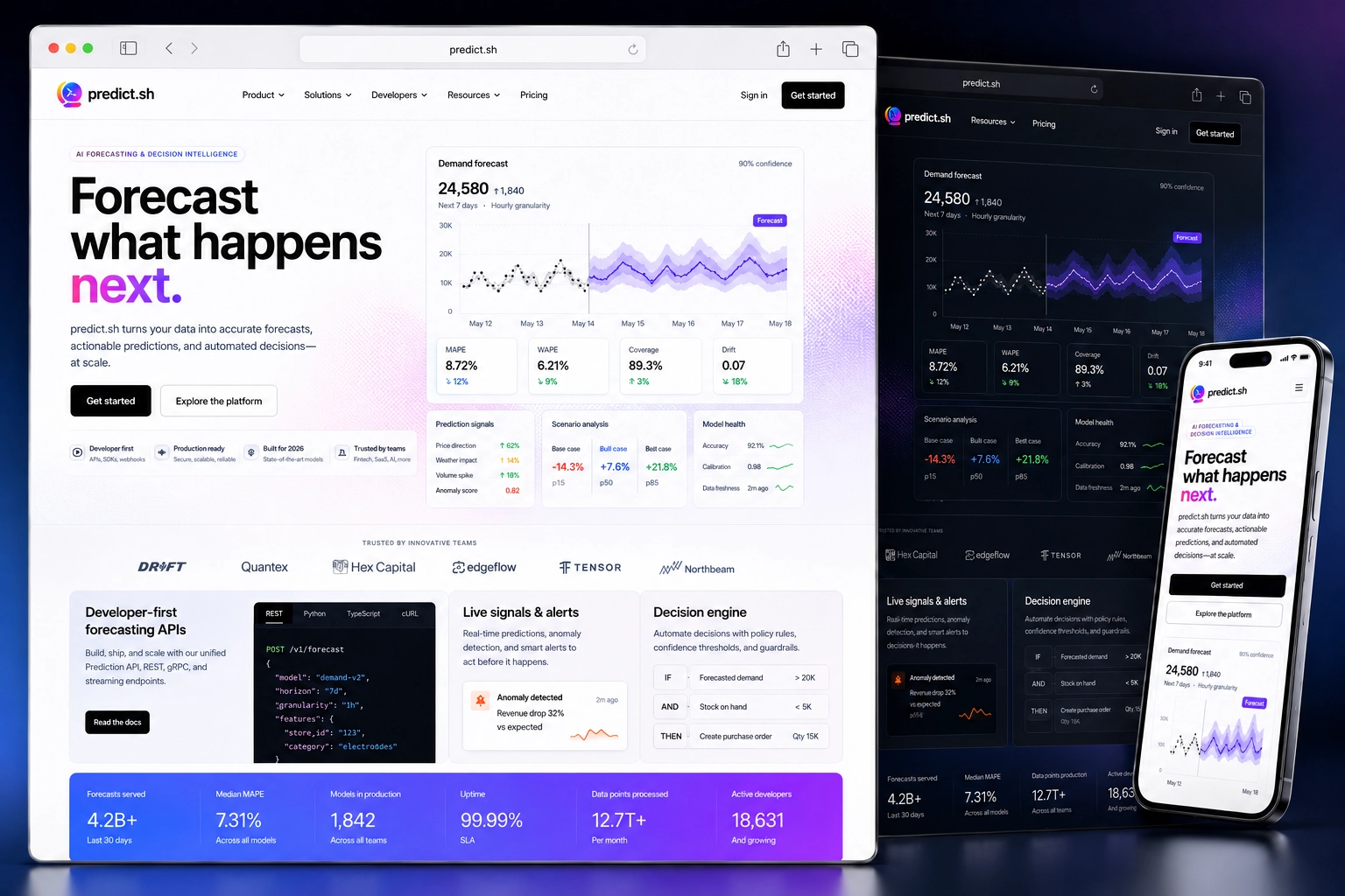 predict.sh website concept preview