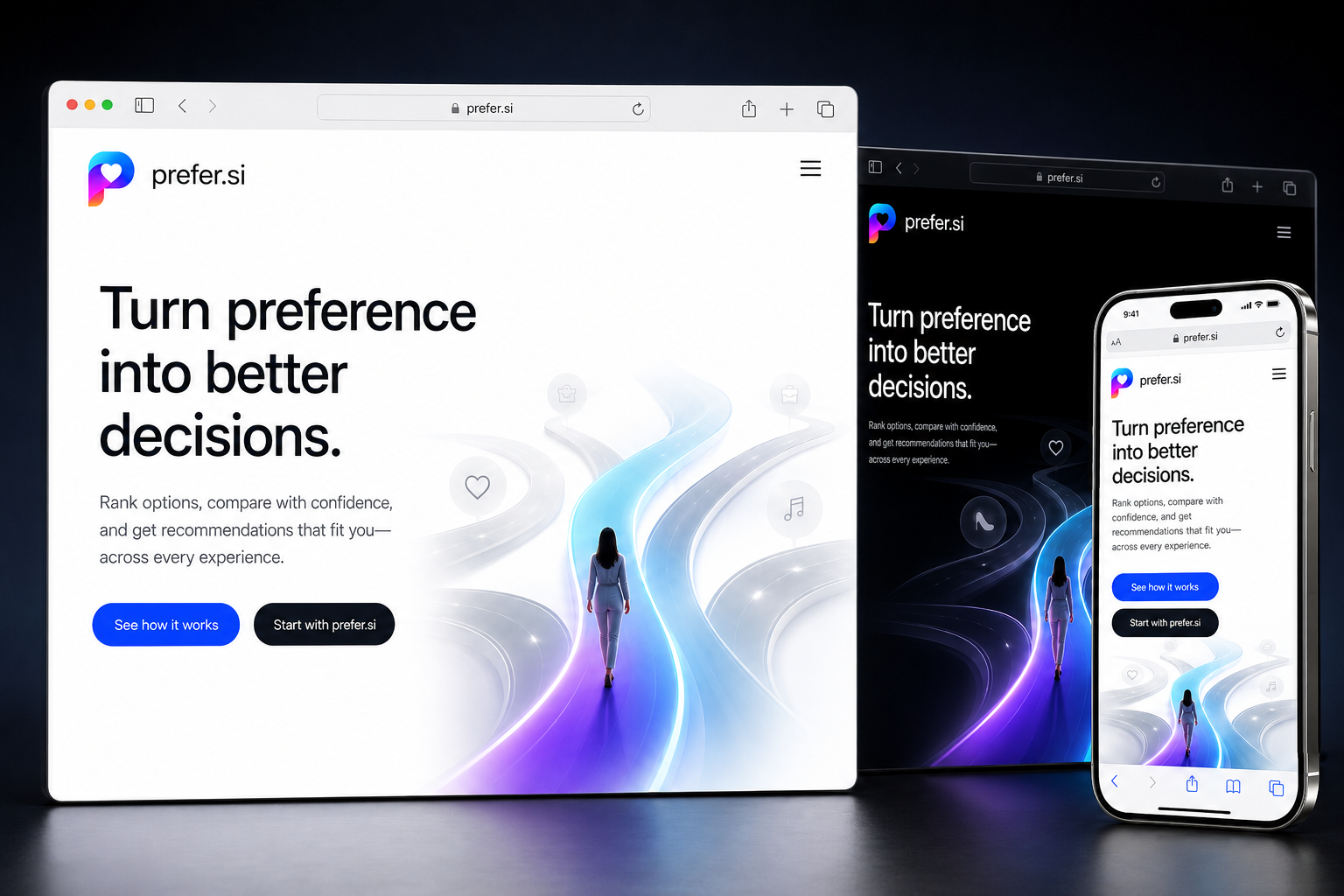 prefer.si website concept preview enlarged