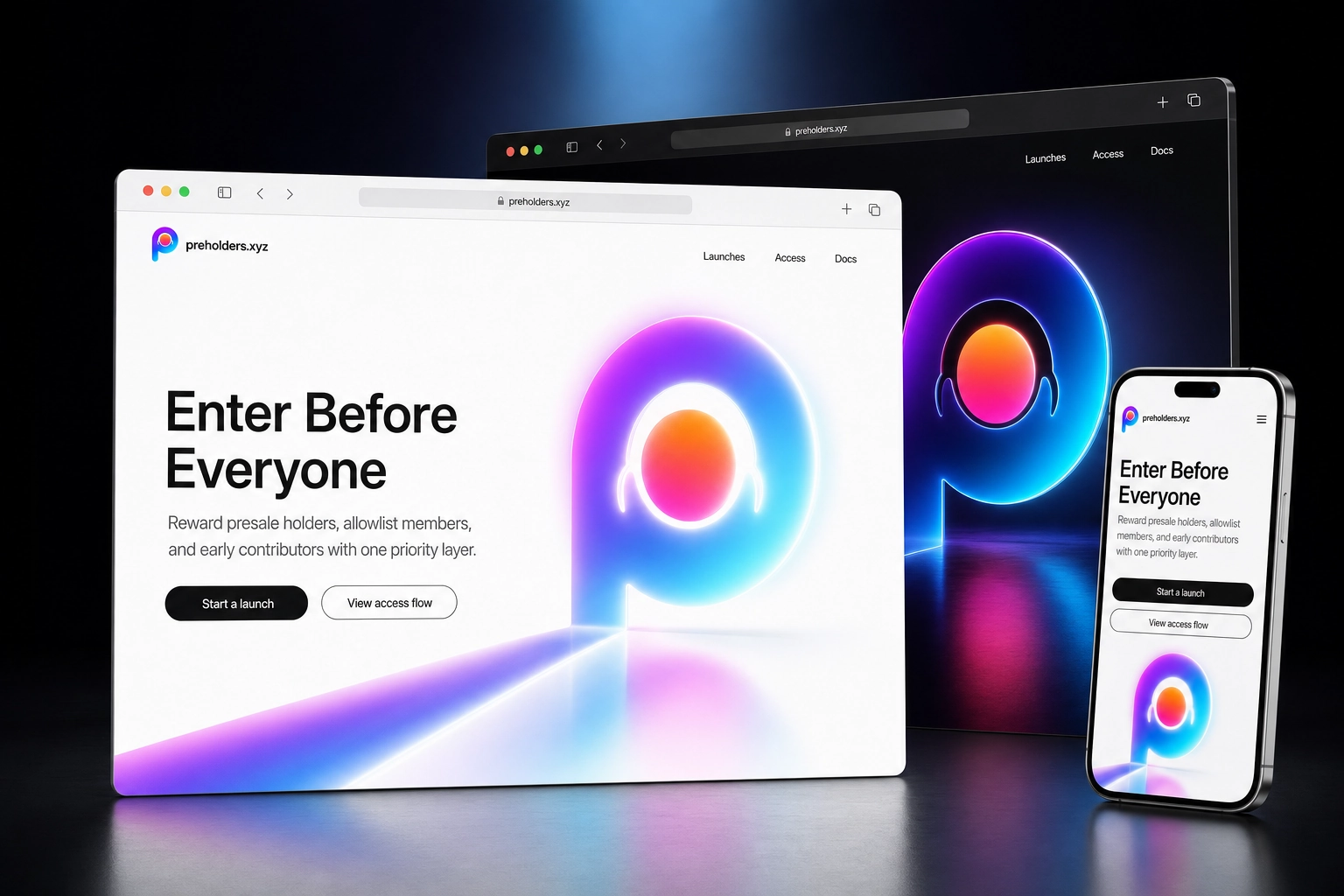 preholders.xyz website concept preview