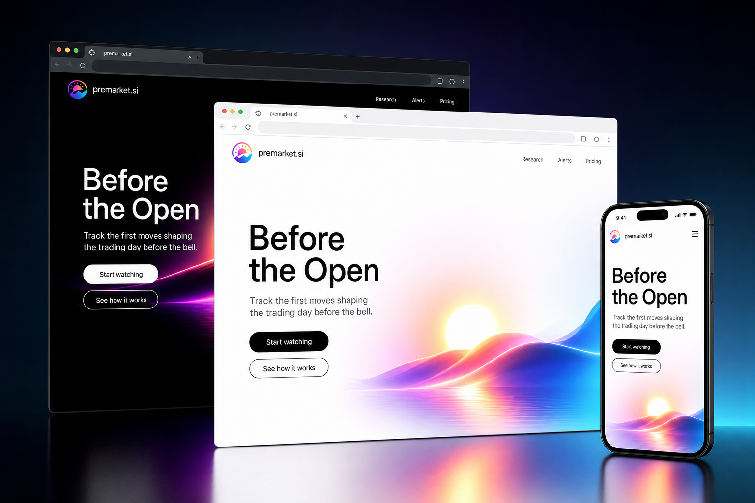 premarket.si website concept preview