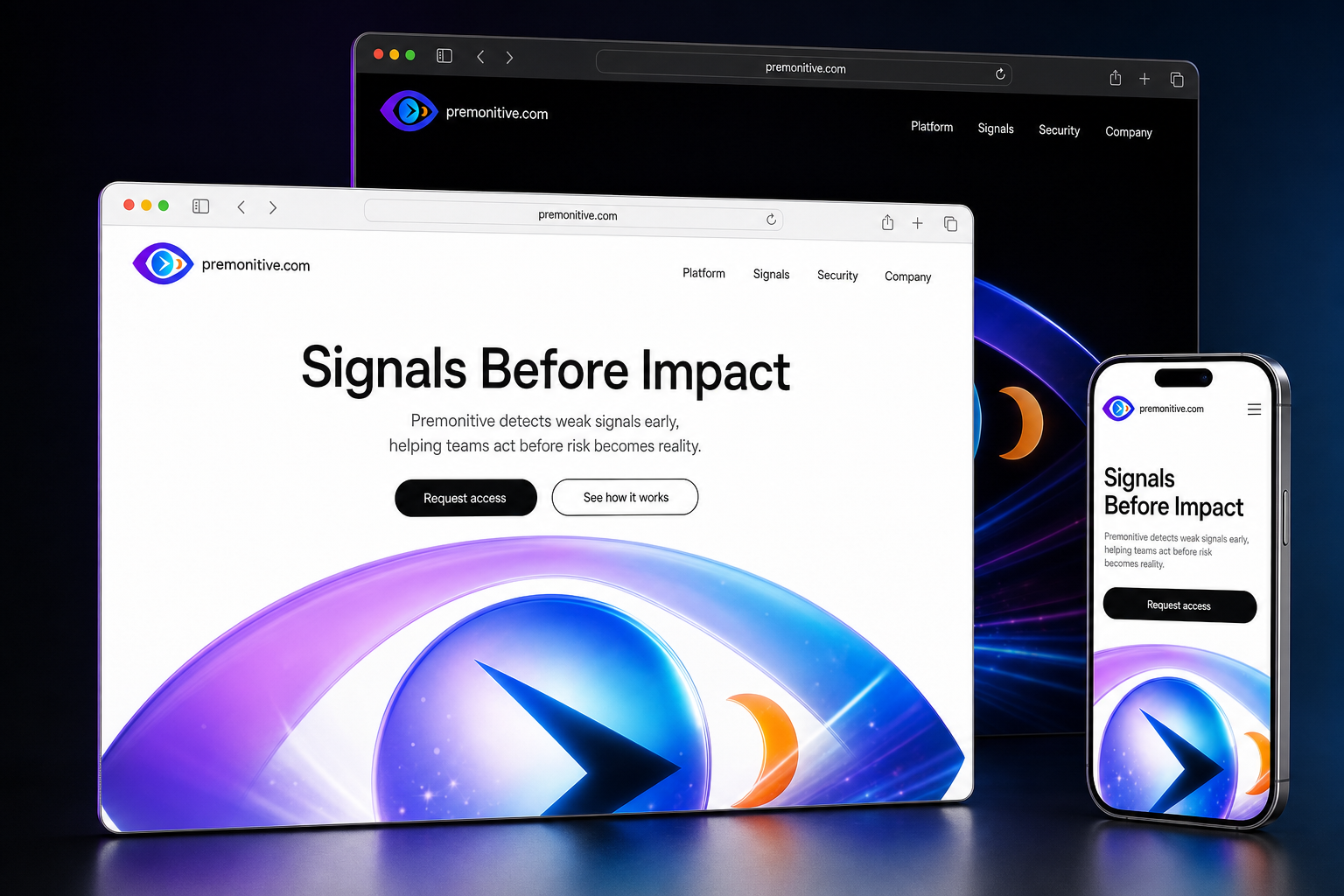 premonitive.com website concept preview enlarged