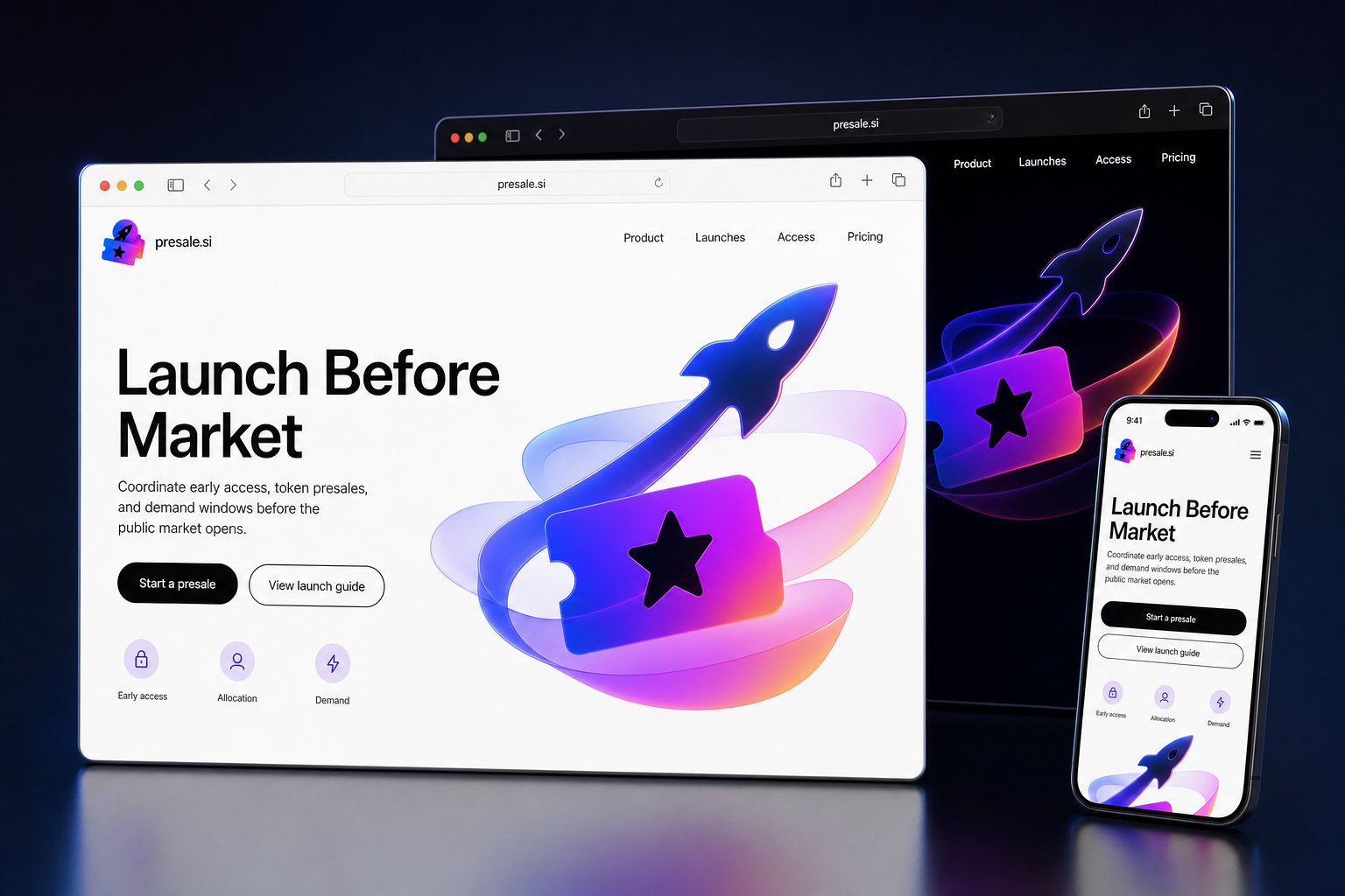 presale.si website concept preview