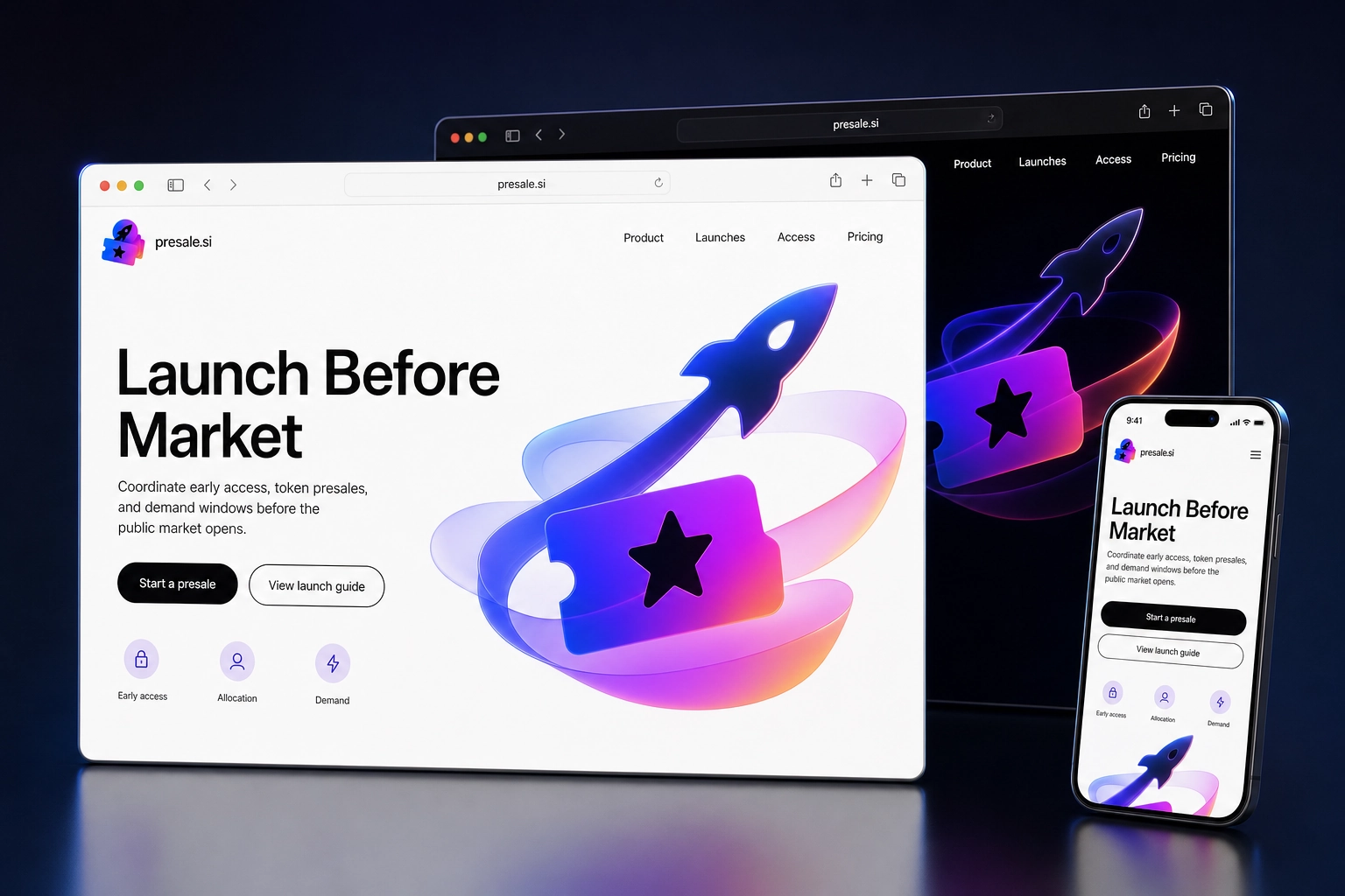 presale.si website concept preview