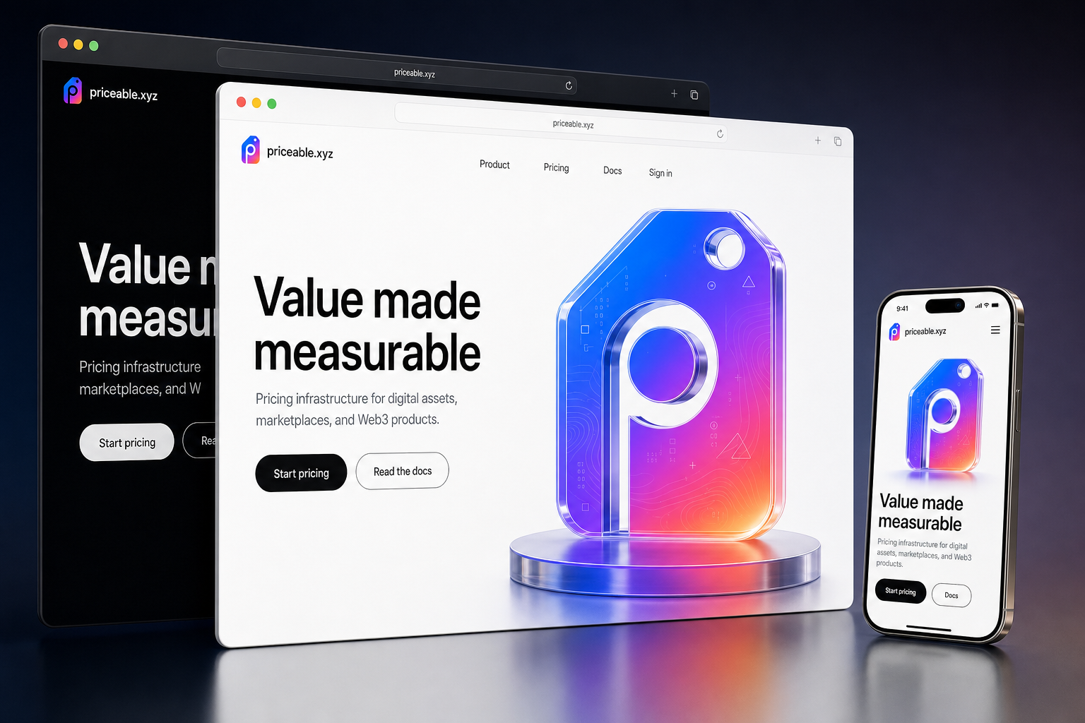 priceable.xyz website concept preview enlarged