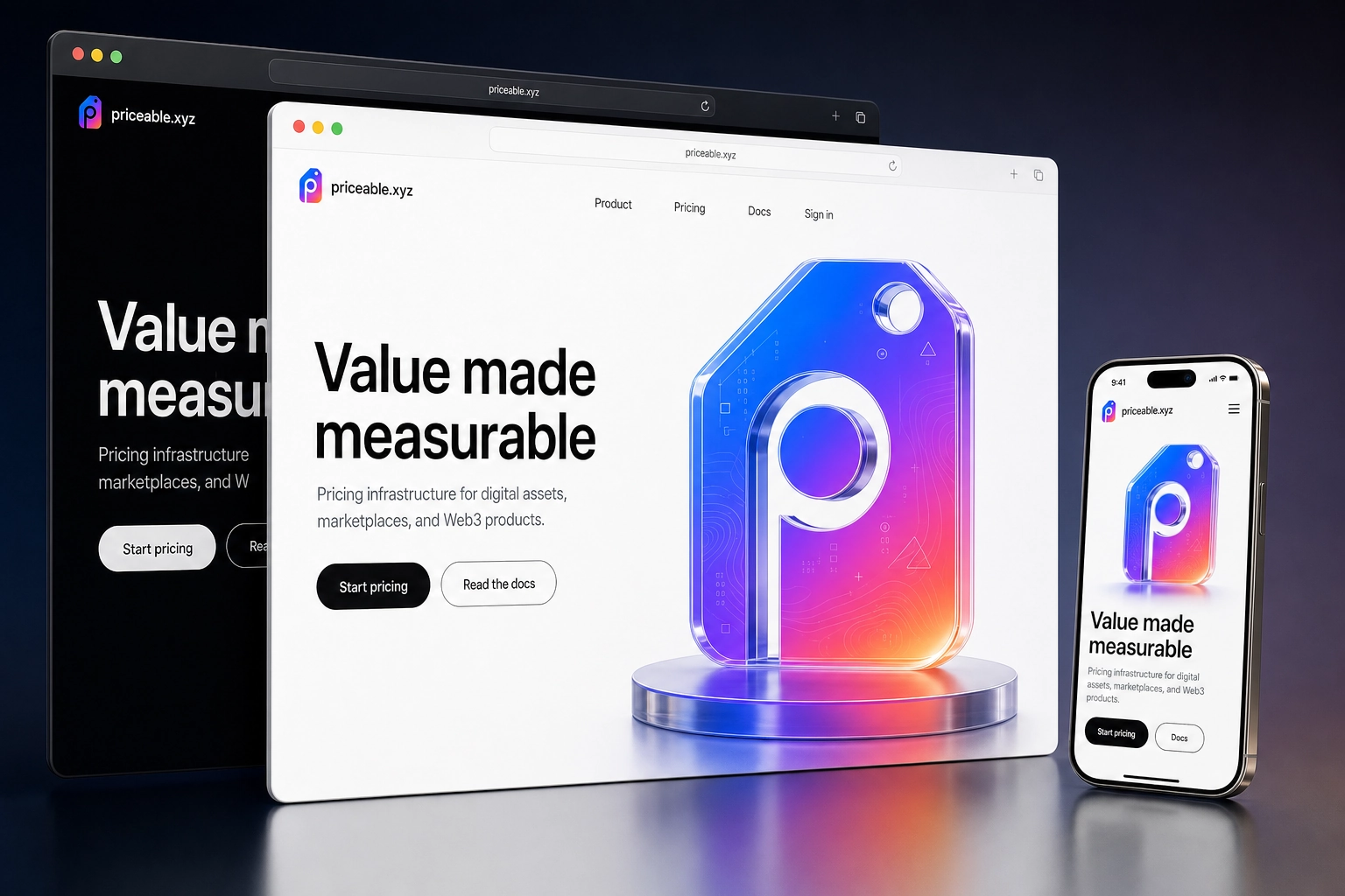 priceable.xyz website concept preview