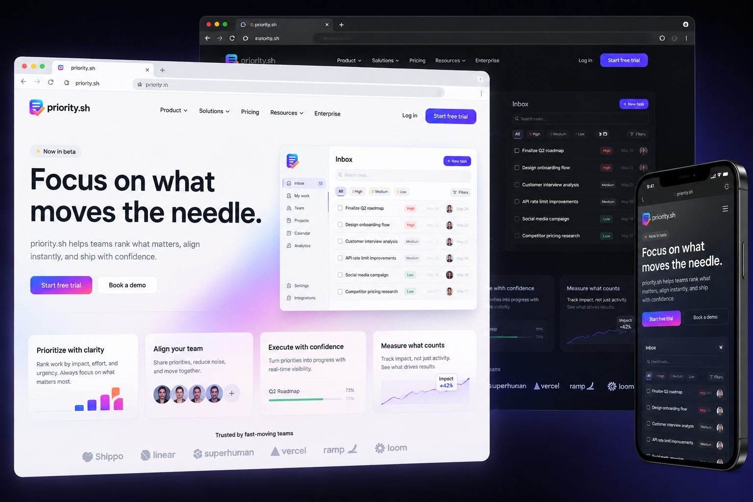 priority.sh website concept preview