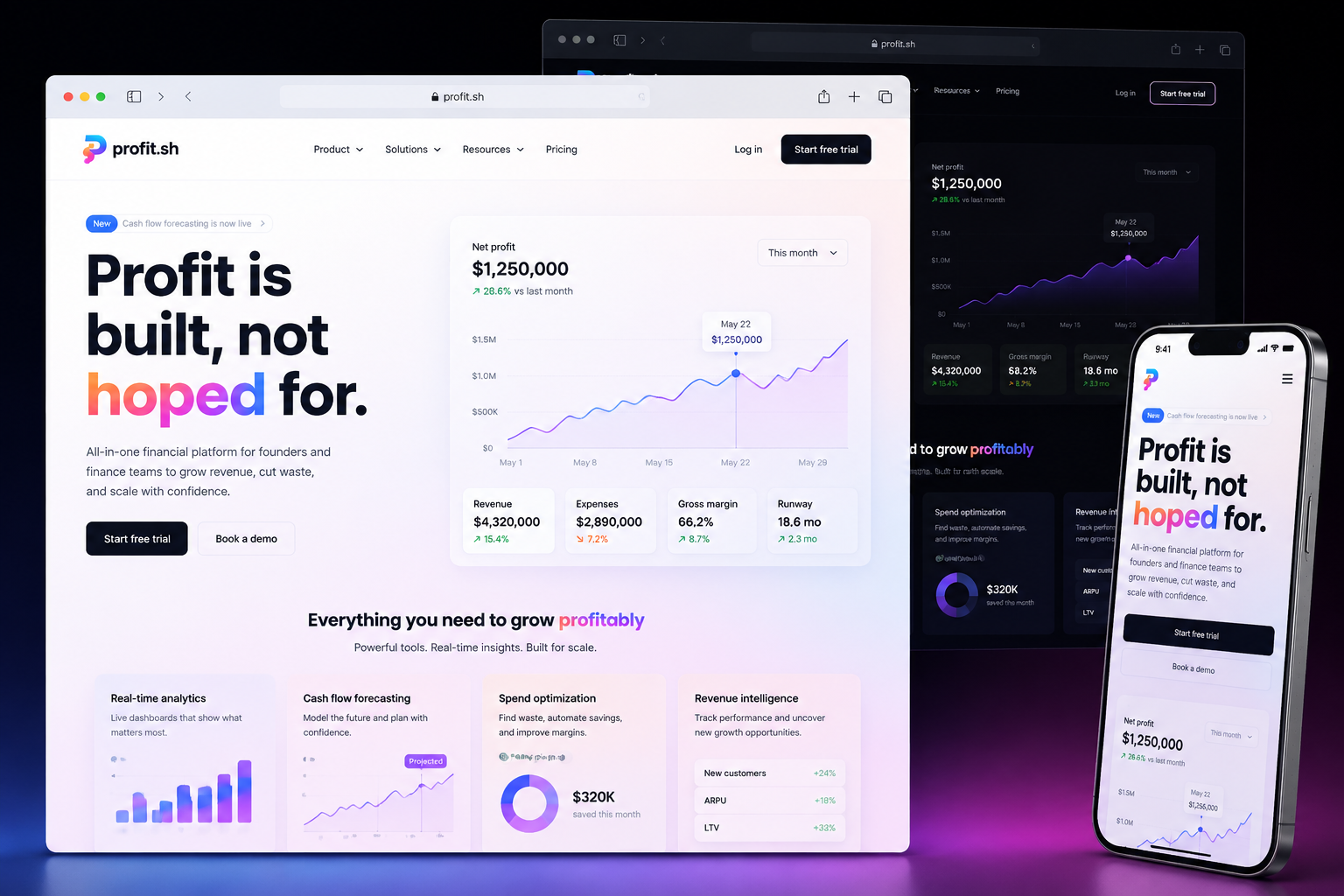 profit.sh website concept preview