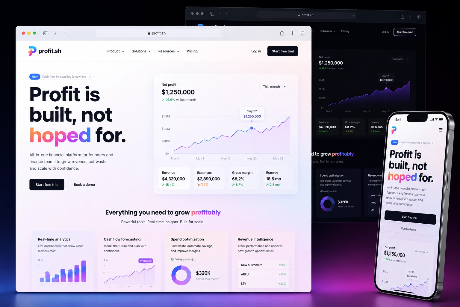 profit.sh website concept preview