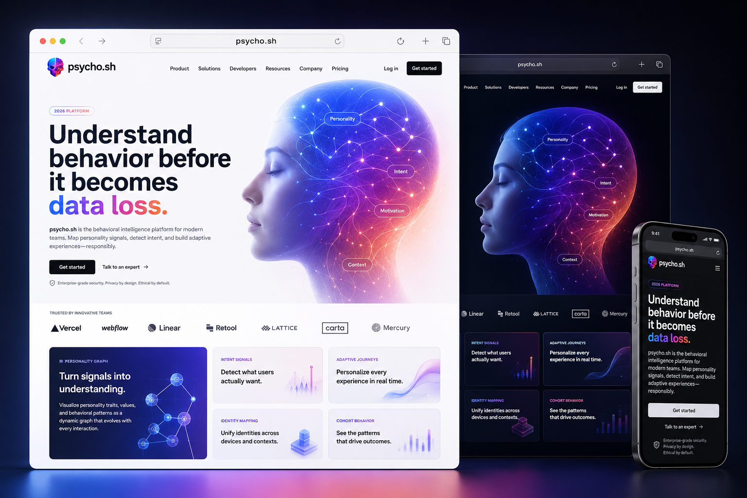 psycho.sh website concept preview