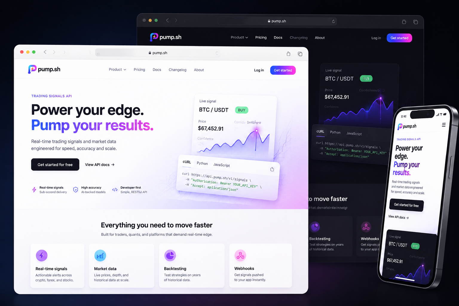 pump.sh website concept preview