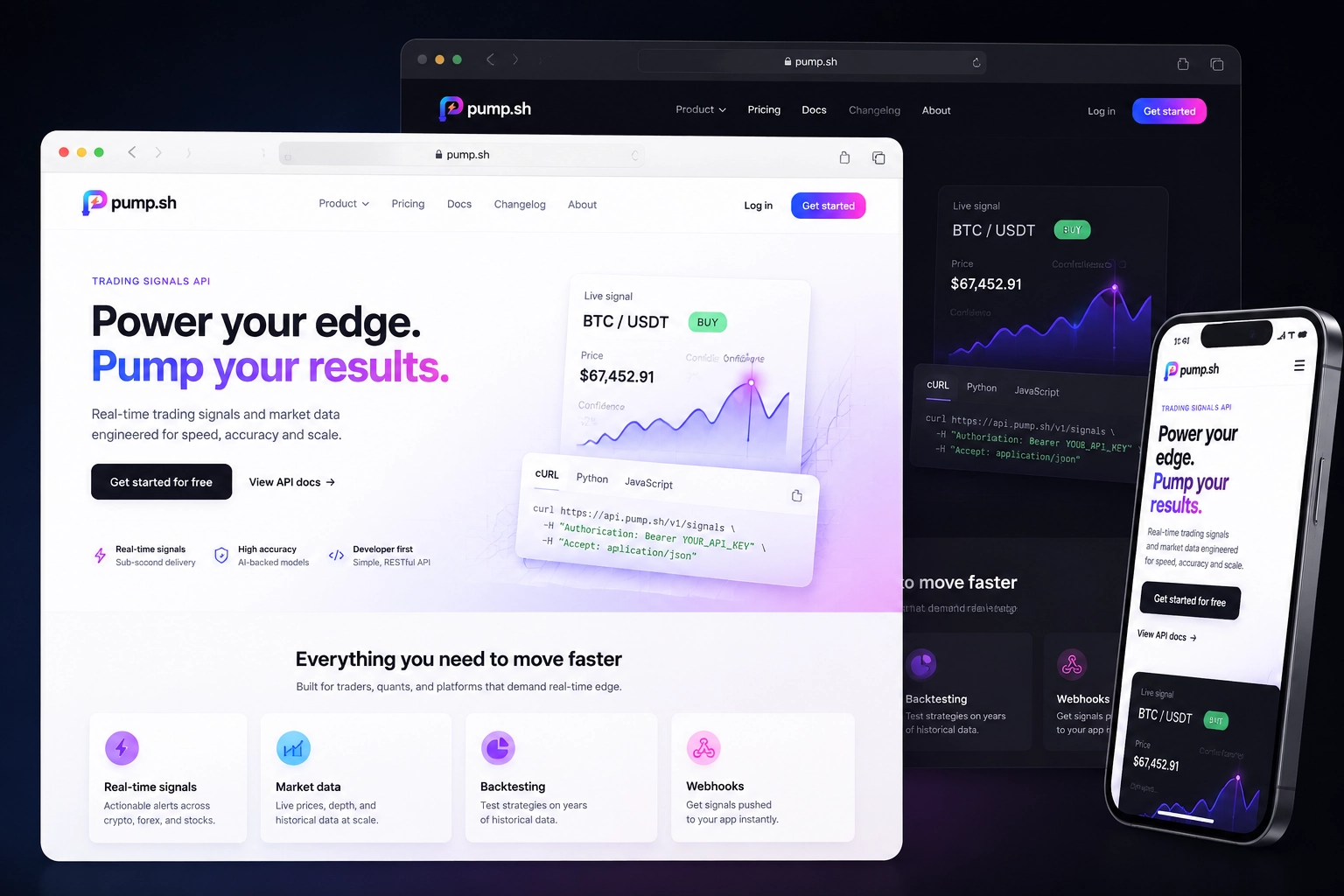 pump.sh website concept preview