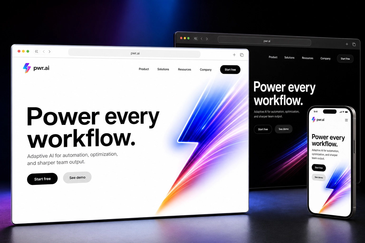 pwr.ai website concept preview