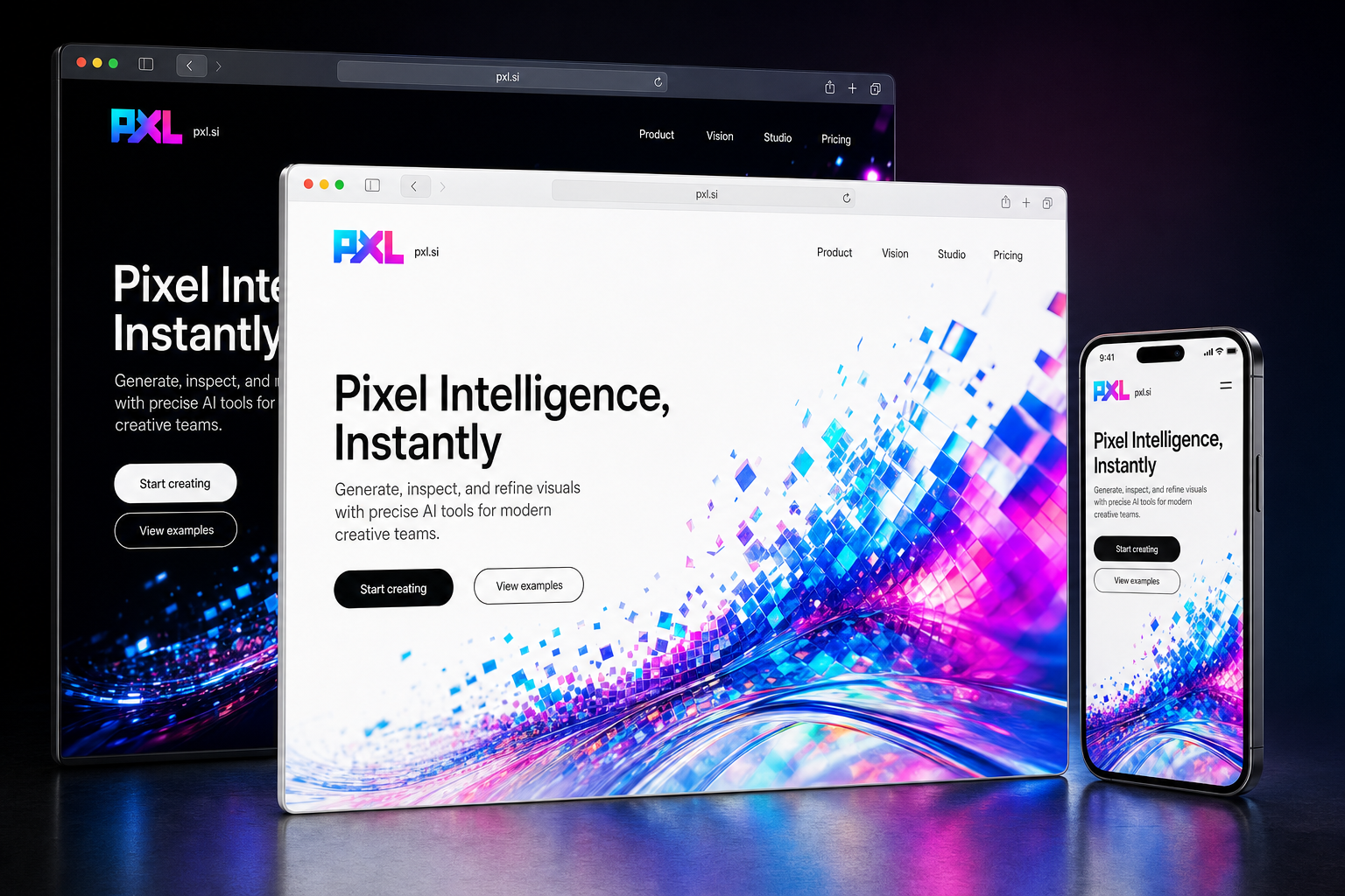 pxl.si website concept preview enlarged