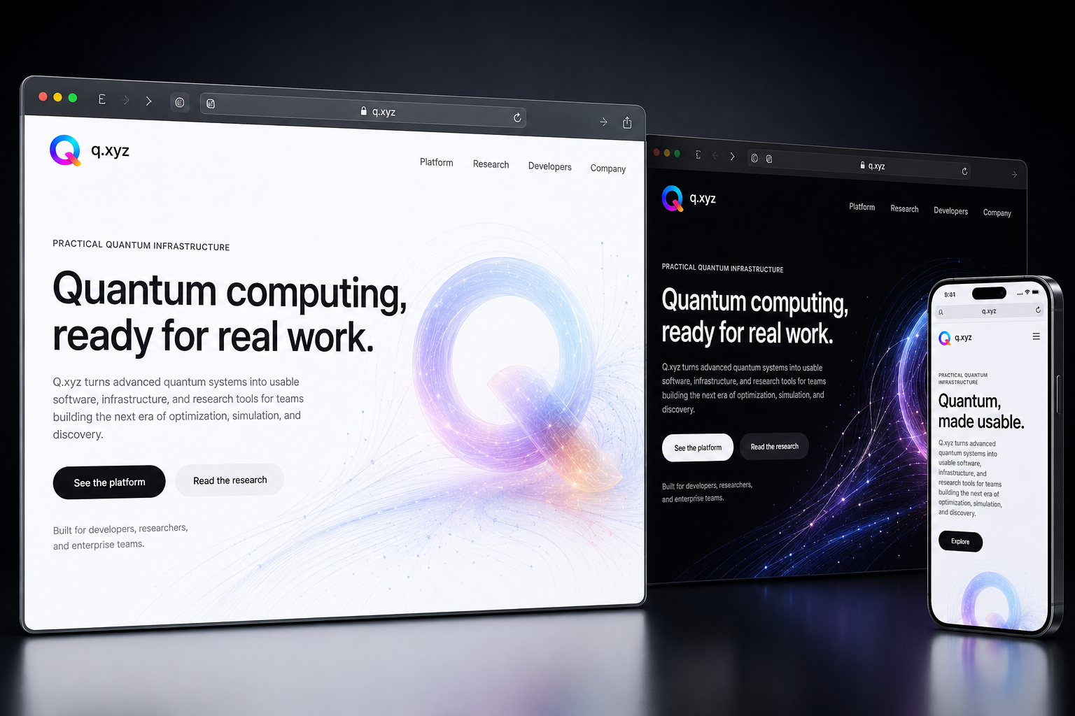 q.xyz website concept preview