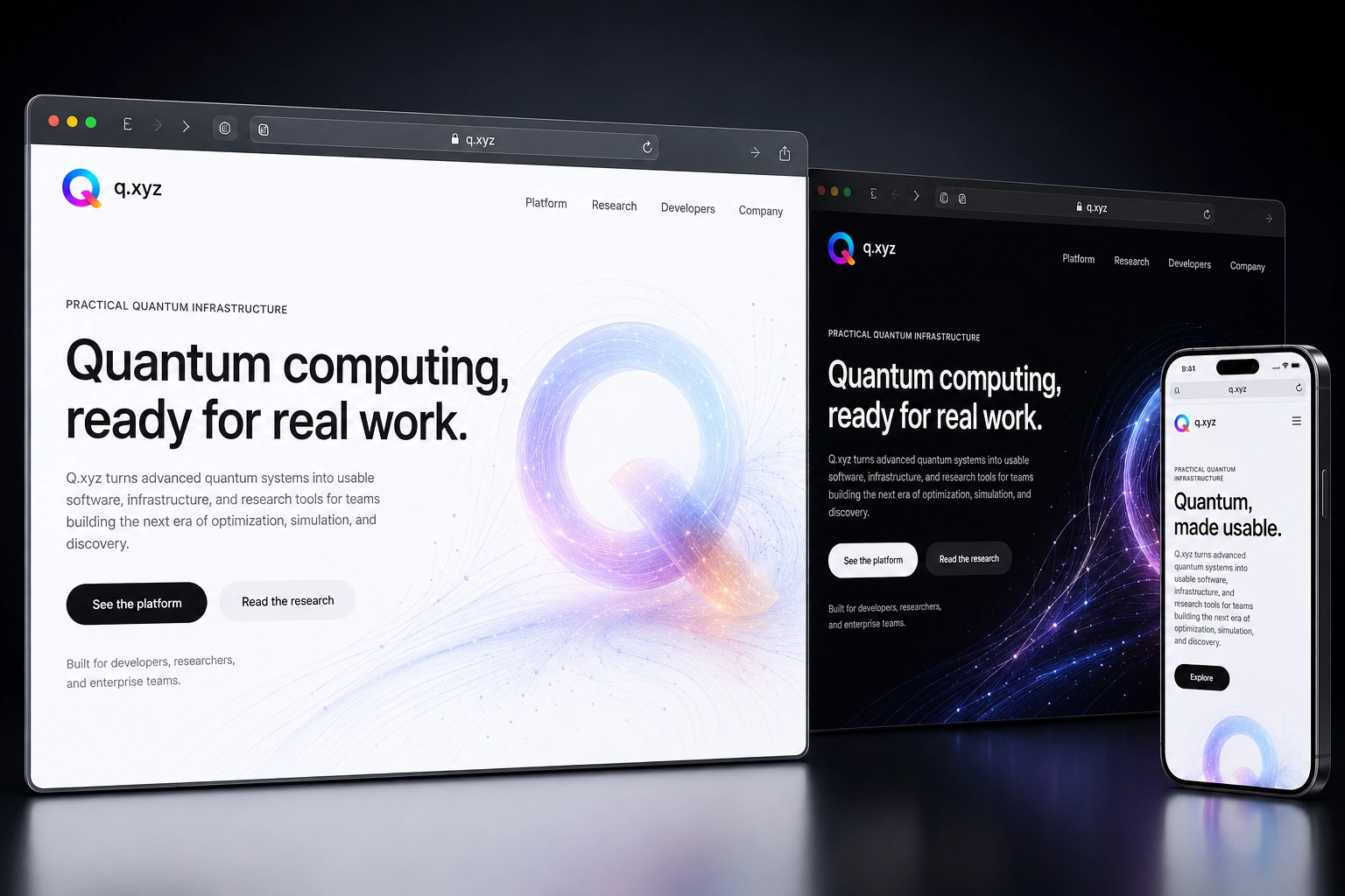 q.xyz website concept preview