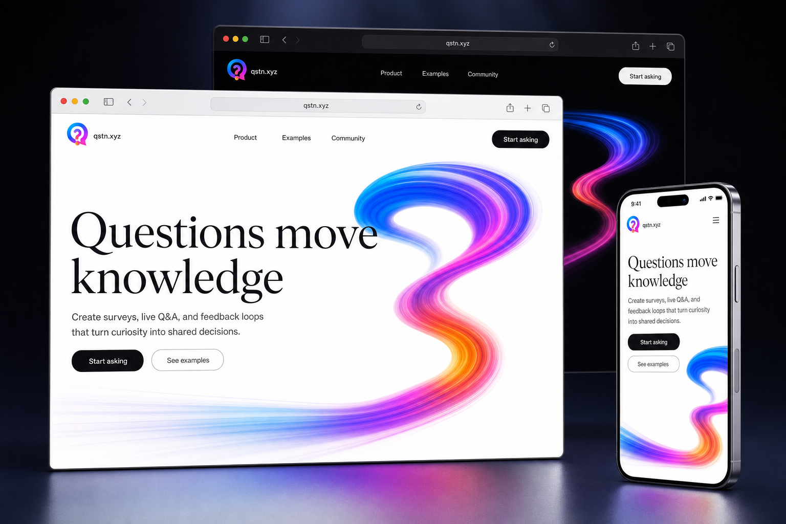 qstn.xyz website concept preview