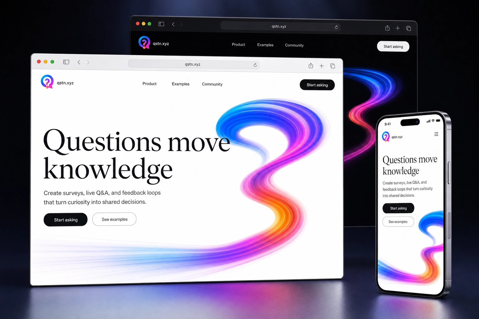qstn.xyz website concept preview