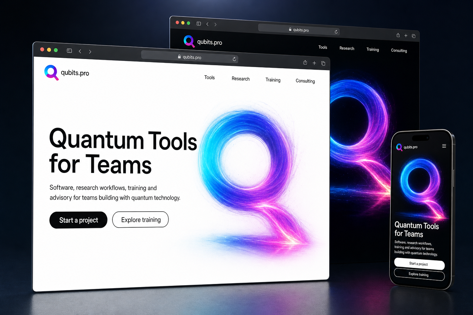 qubits.pro website concept preview enlarged