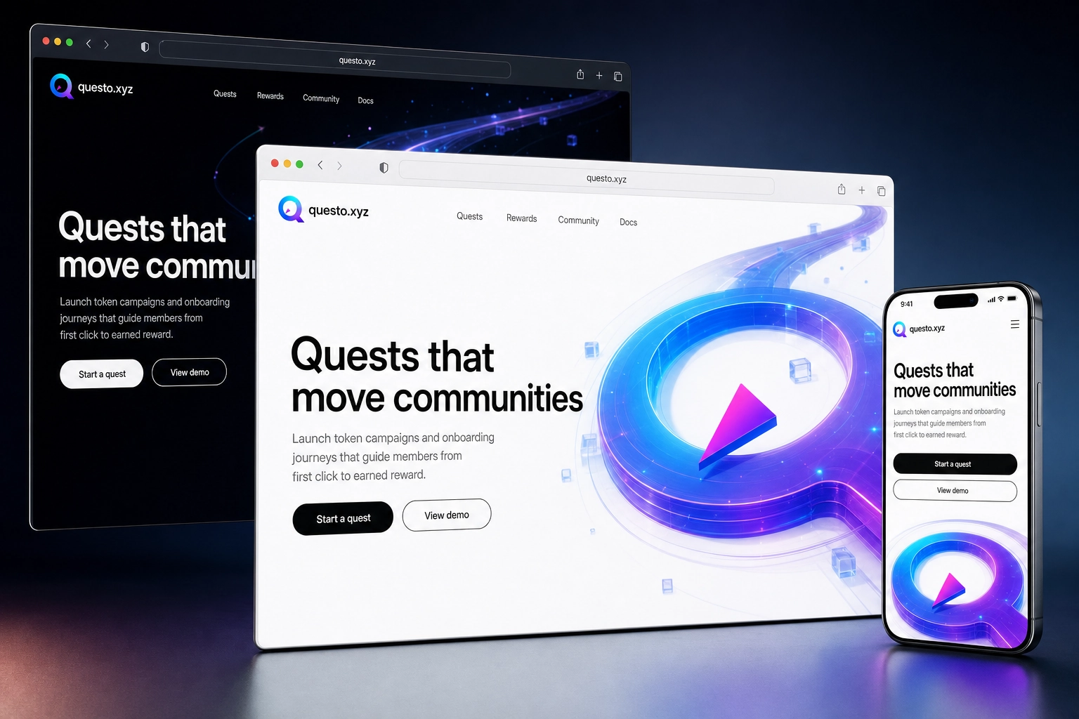 questo.xyz website concept preview