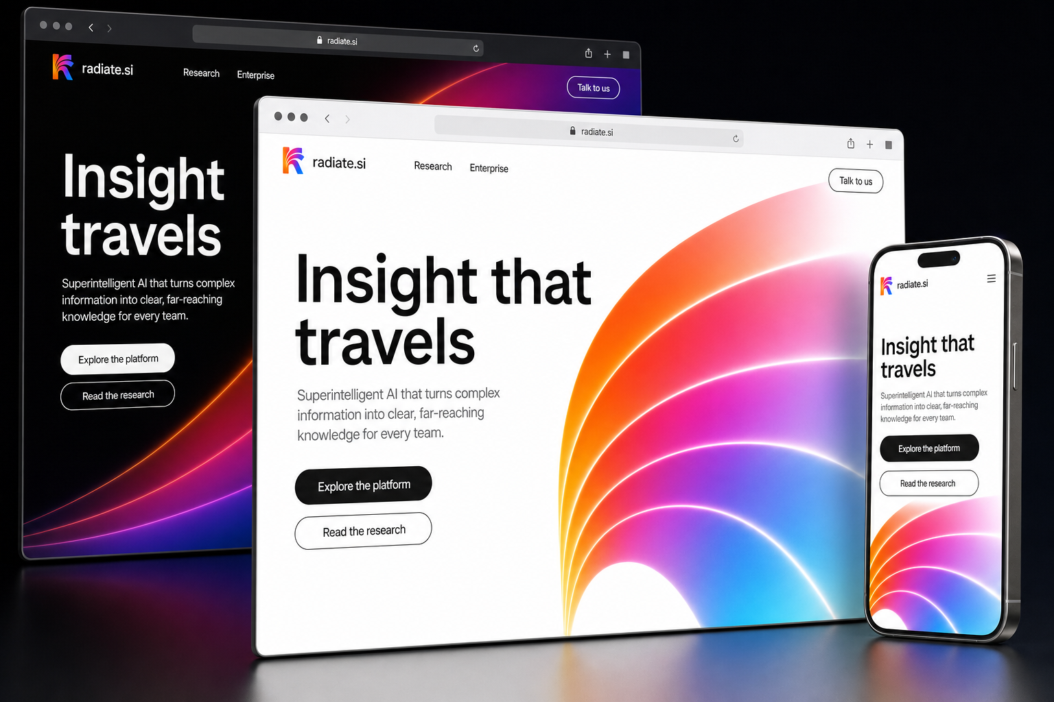 radiate.si website concept preview enlarged