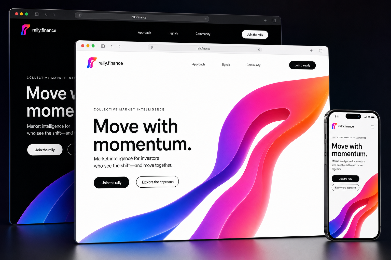 rally.finance website concept preview enlarged
