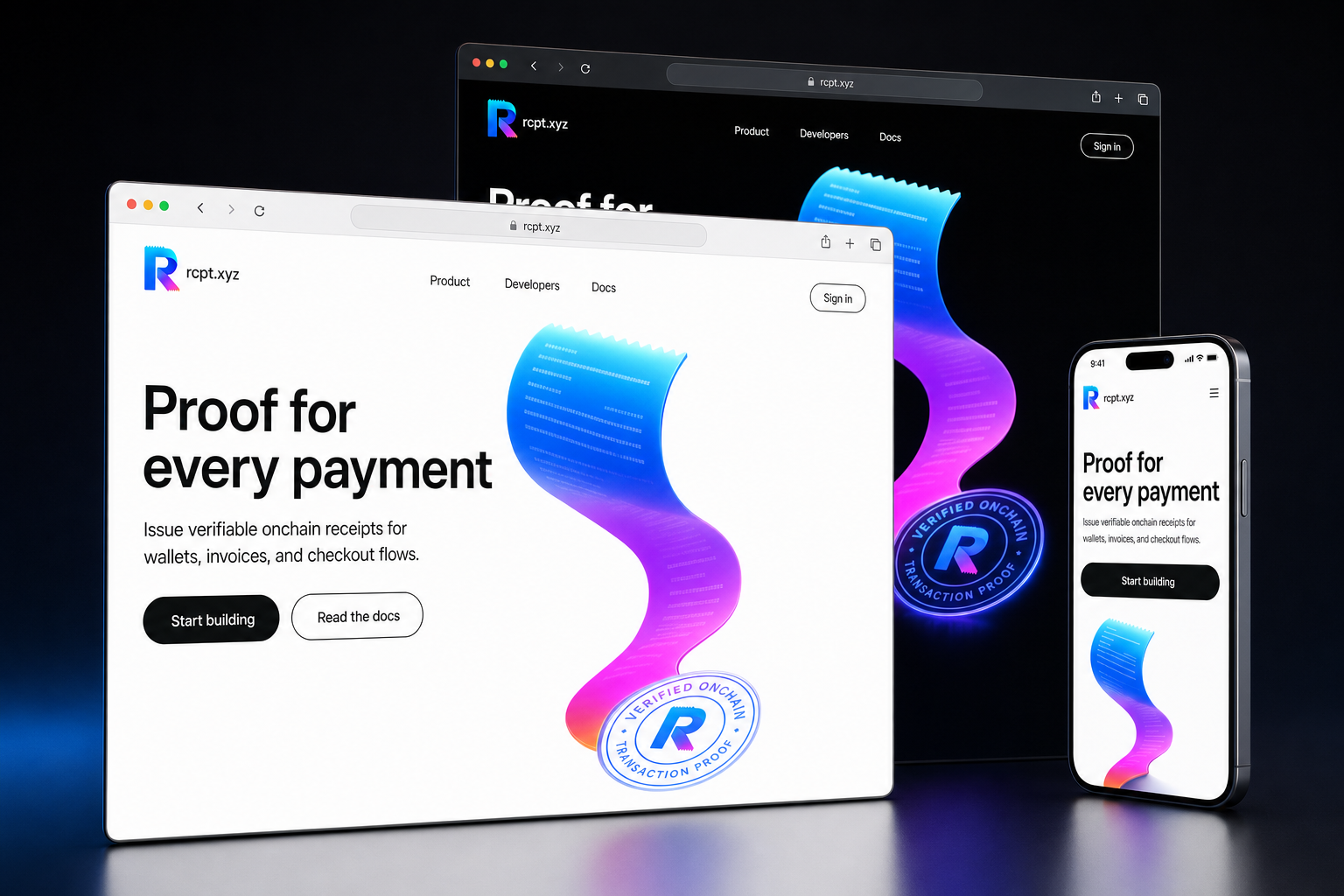 rcpt.xyz website concept preview